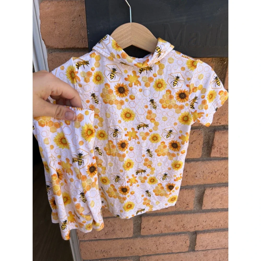 Meraki Hollow 3T Bamboo Viscose‎ Bee Sunflower Lounge Shirt Shorts Set Toddler